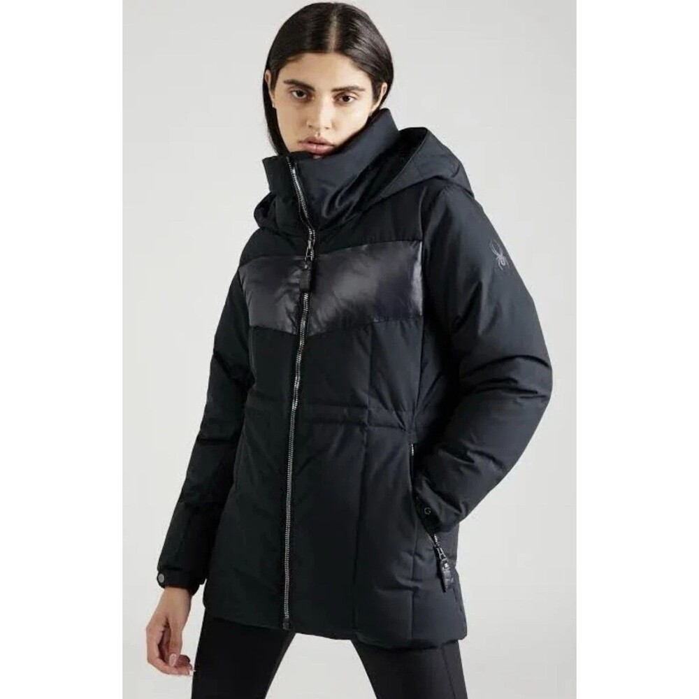 Spyder Women's Eastwood Long Goose Down Hooded Jacket Medium 700 Coat
